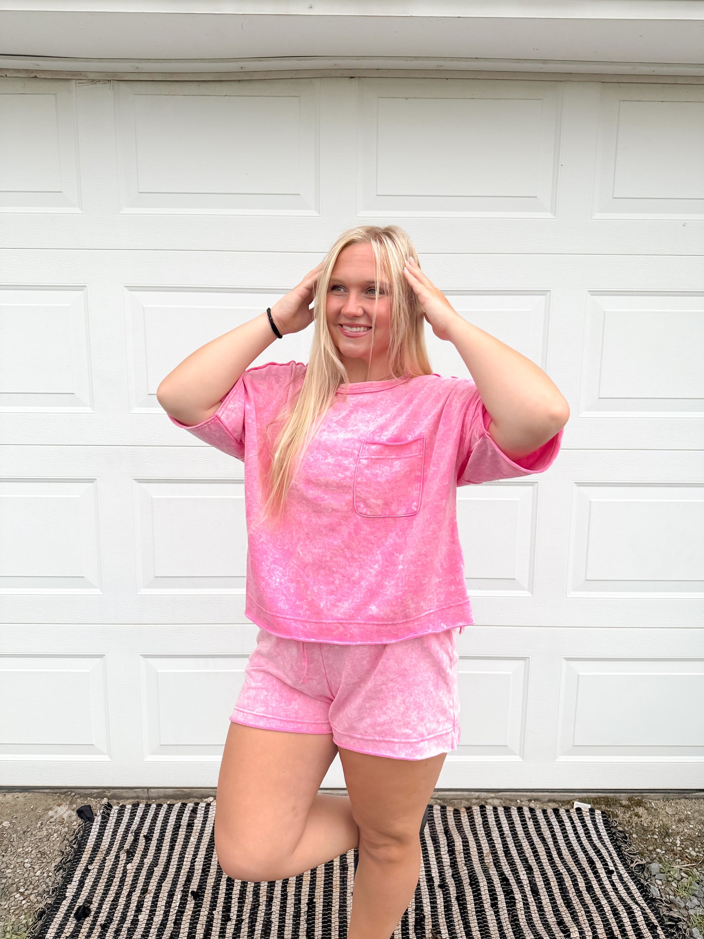 Washed Pocket Matching Short Set