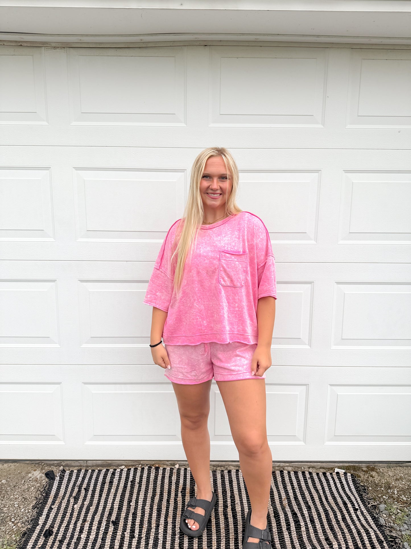 Washed Pocket Matching Short Set