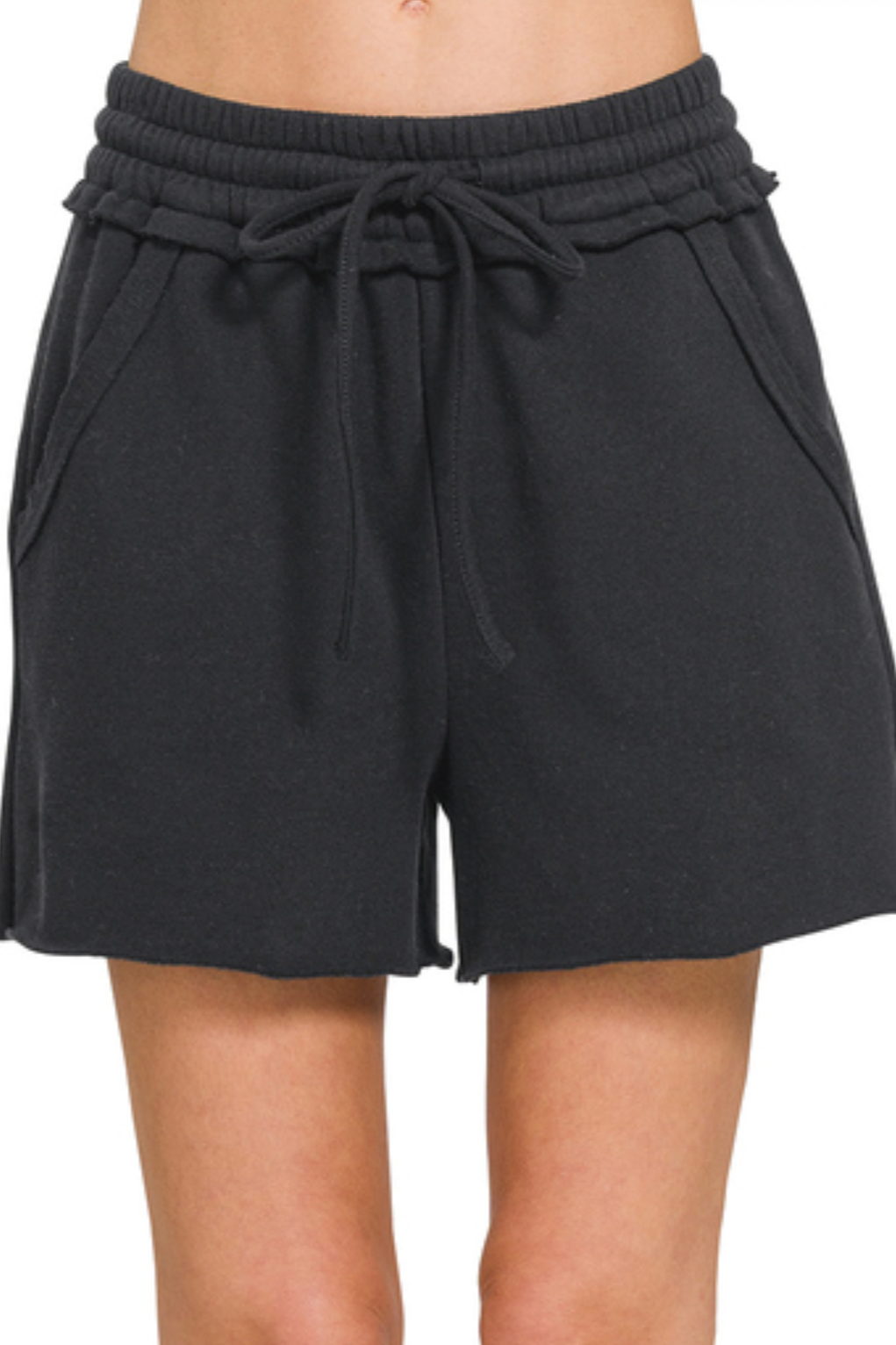 Fleece Raw Hem Shorts