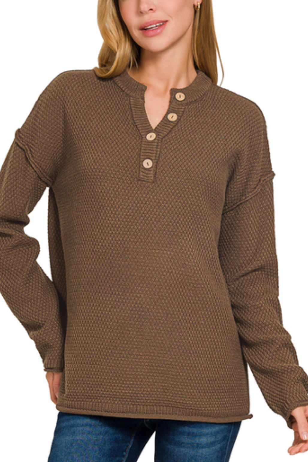 39. Knit button long sleeve