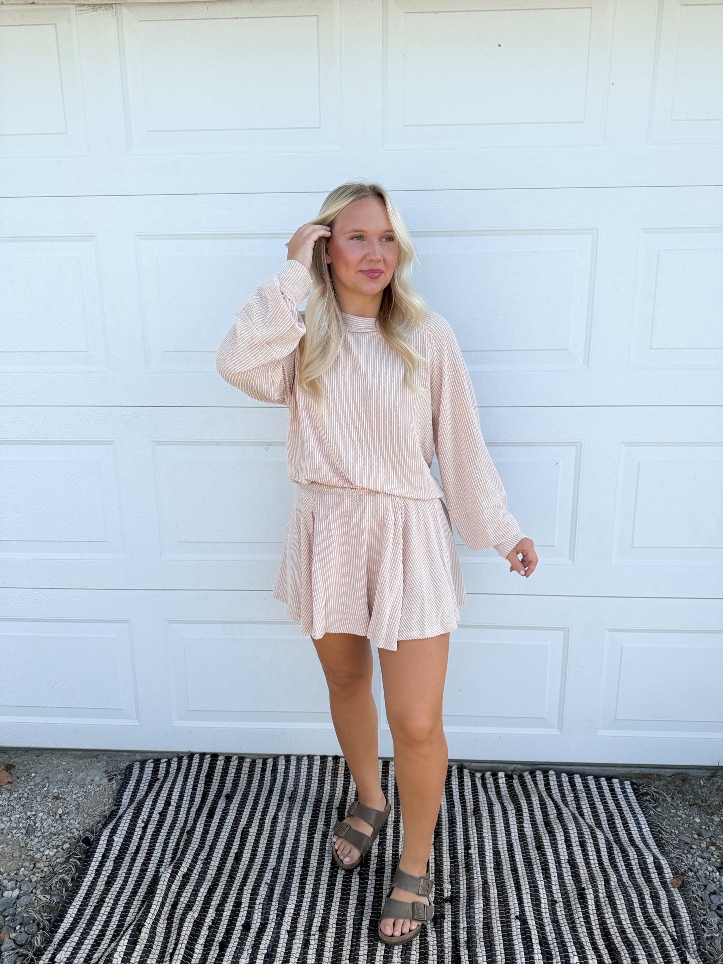 58. Long Sleeve Ribbed Skort Set