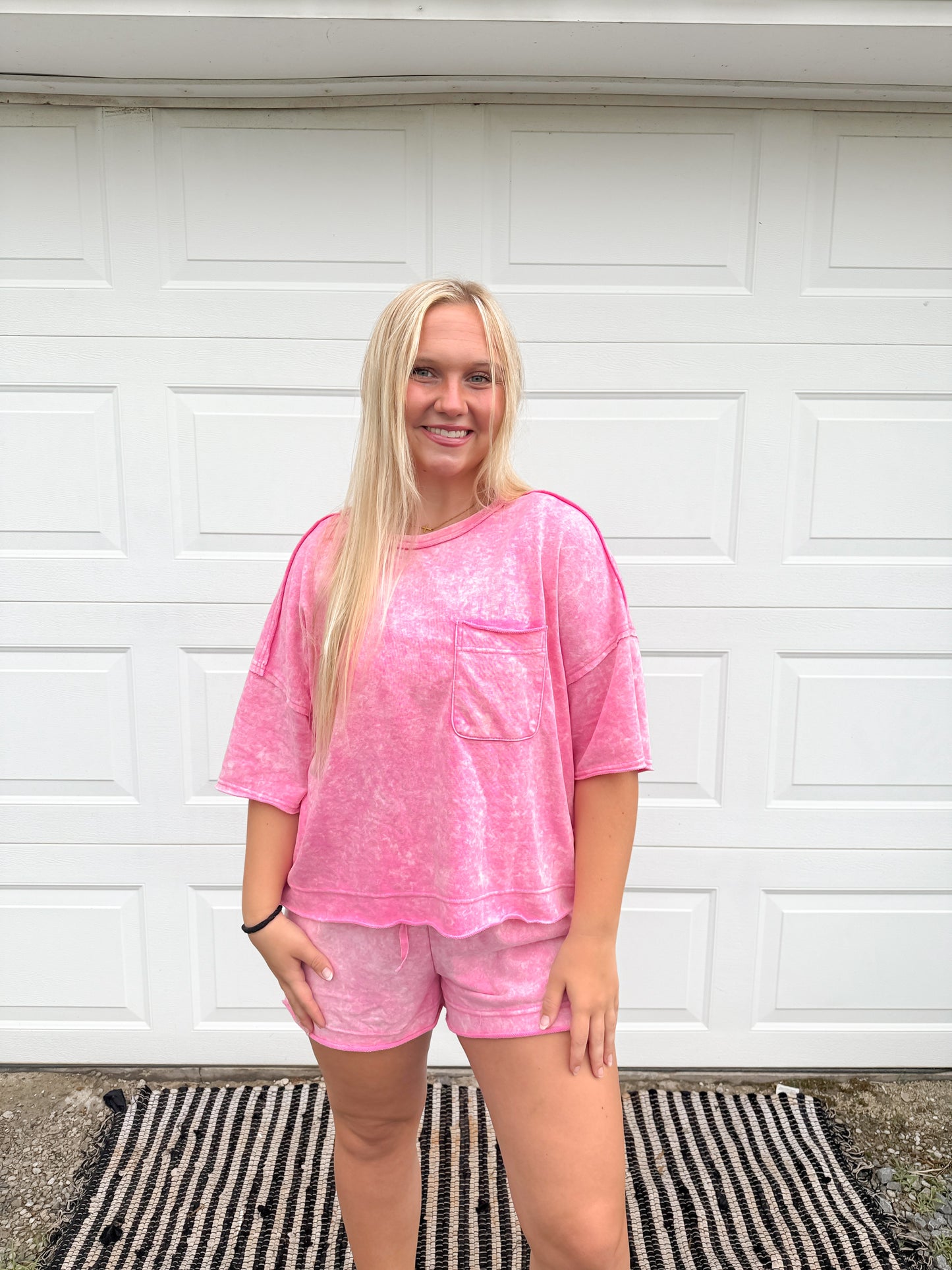 Washed Pocket Matching Short Set