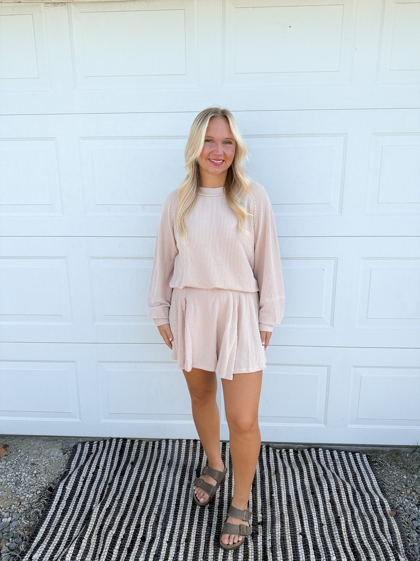 58. Long Sleeve Ribbed Skort Set
