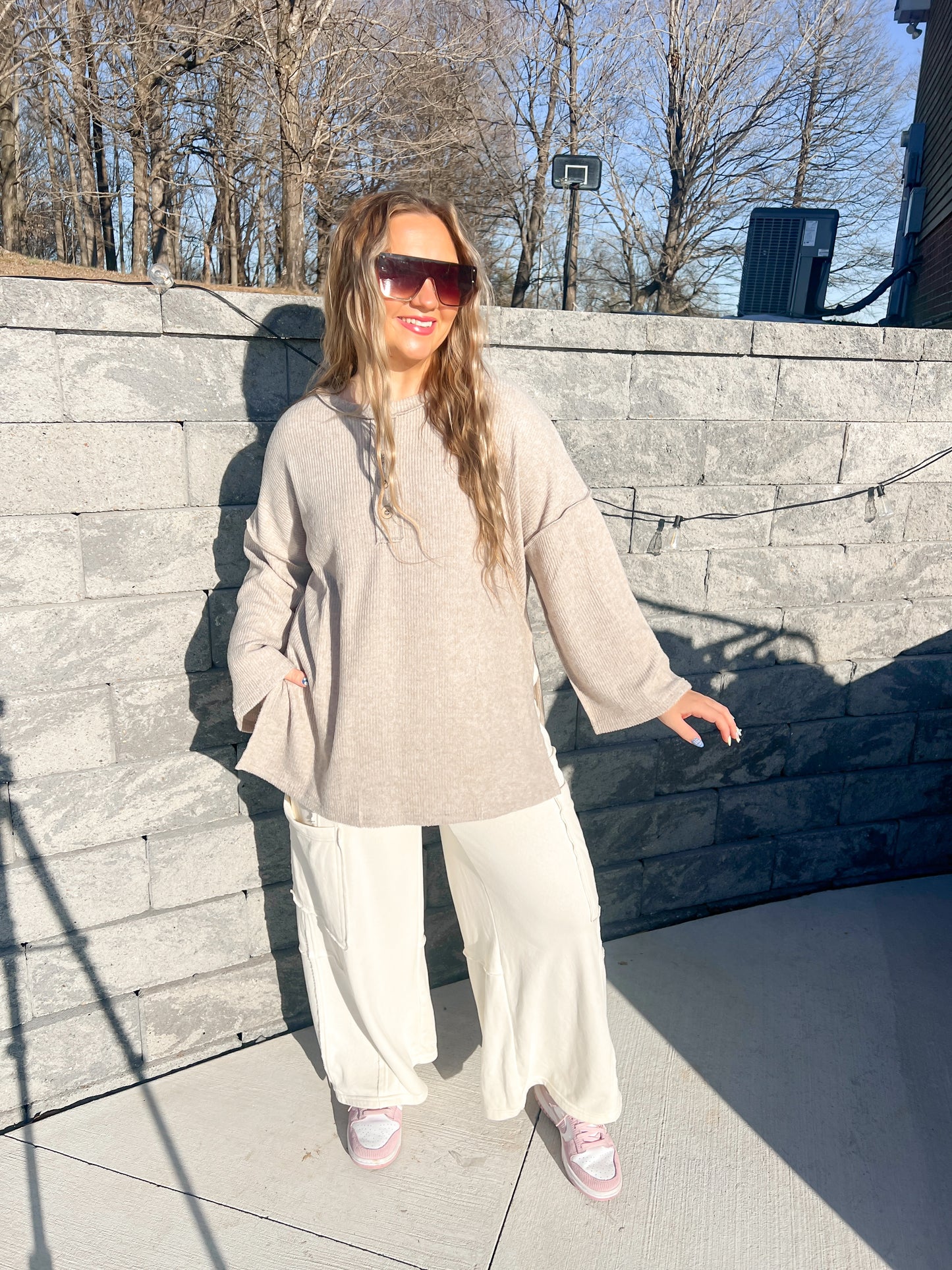 Soft Ribbed Button Up Top