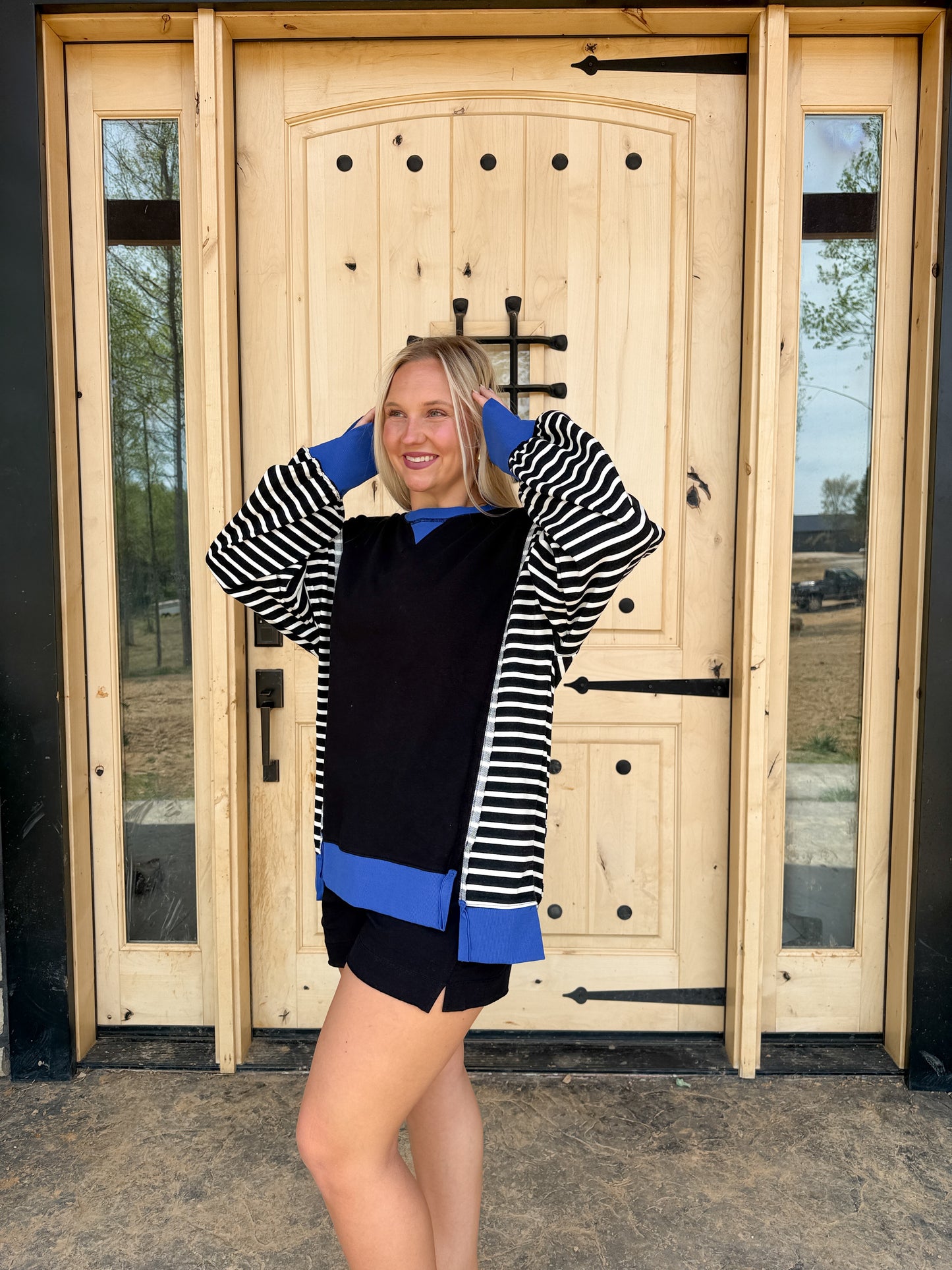 114. Stripe Oversized Crewneck