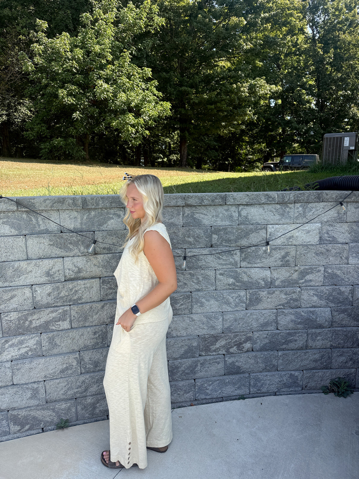 #93. Heathered Smocked Waist Lounge Set