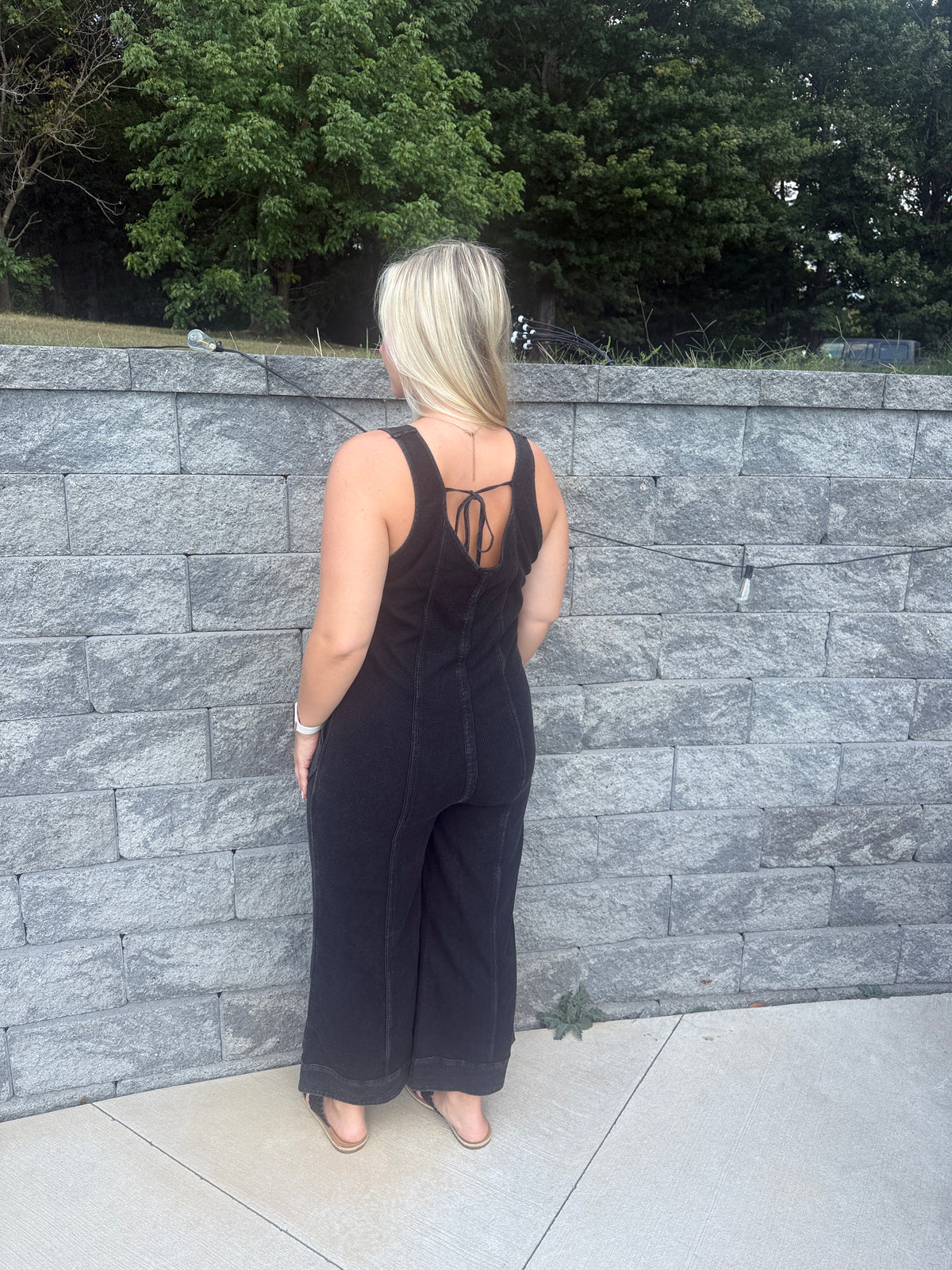#109. Mineral Washed Waffle Knit Jumpsuit
