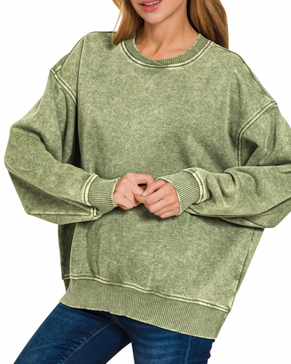 37. Acid Washed Oversized Crewneck
