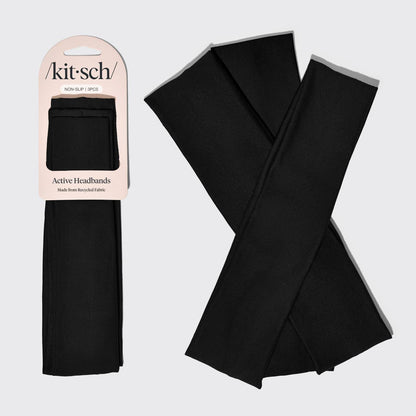 Recycled Fabric Active Headbands 3pc Set- Black