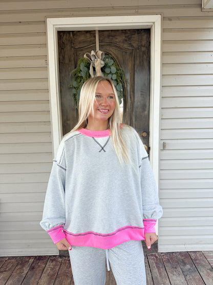 68. CONTRAST & REVERSE STITCH DETAILS SWEATSHIRTS