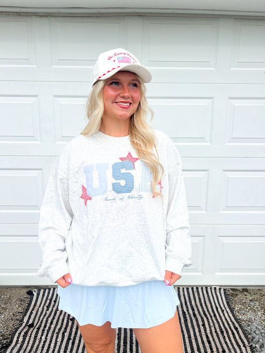 Patchwork USA Crewneck
