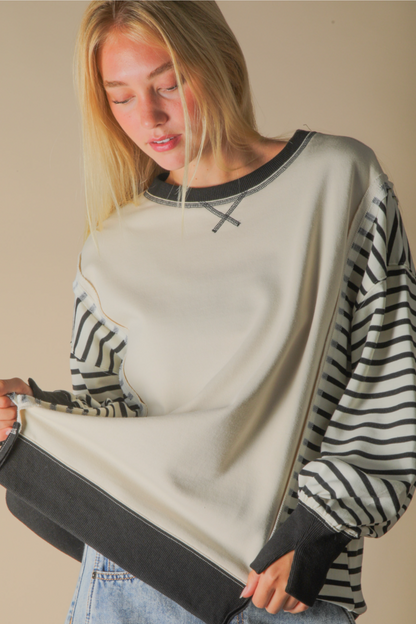 52. Oversized Striped Casual Knit Top