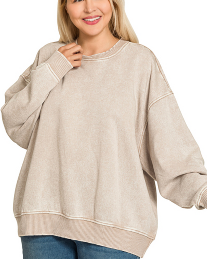 37. Acid Washed Oversized Crewneck