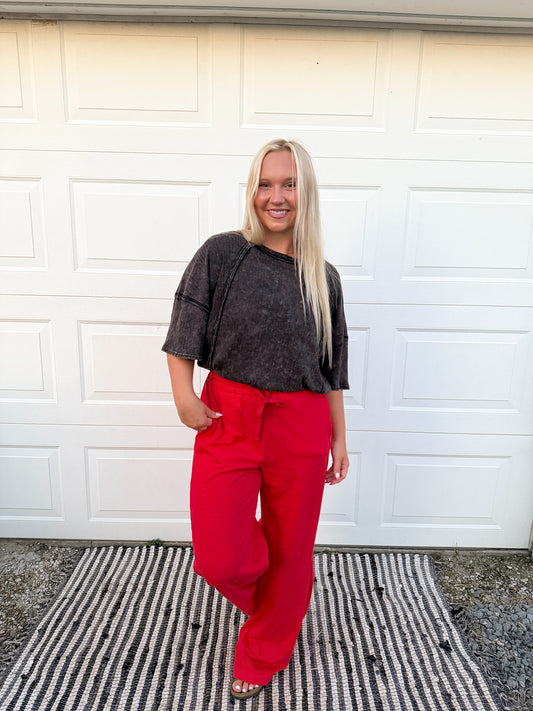 COTTON SLUB LOUNGING WIDE PANT