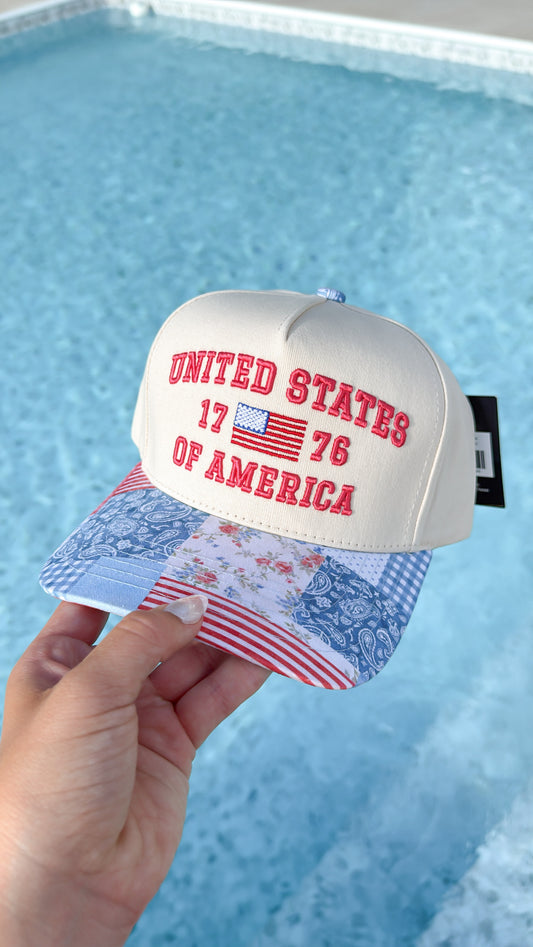 Blue Patchwork "United States of America" Hat