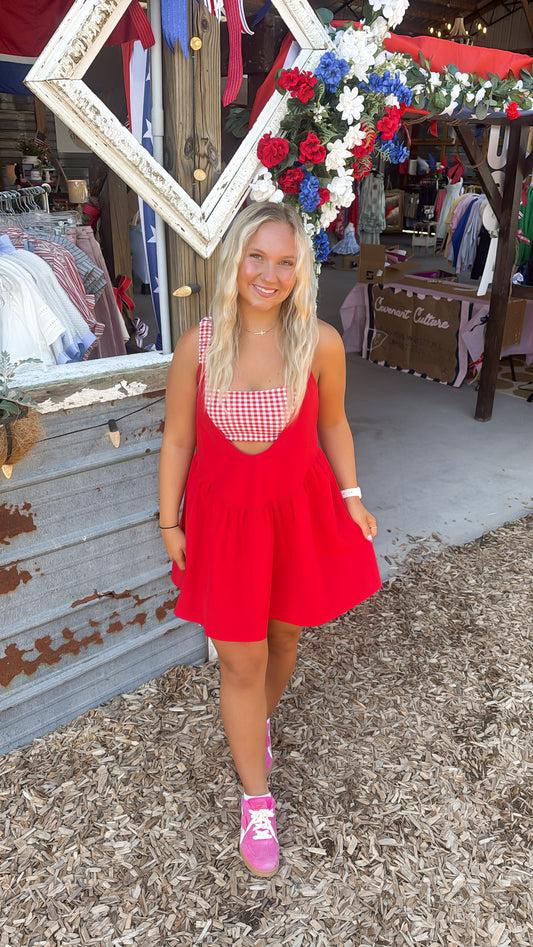 #3. Gingham Print Double Layered Play Dress