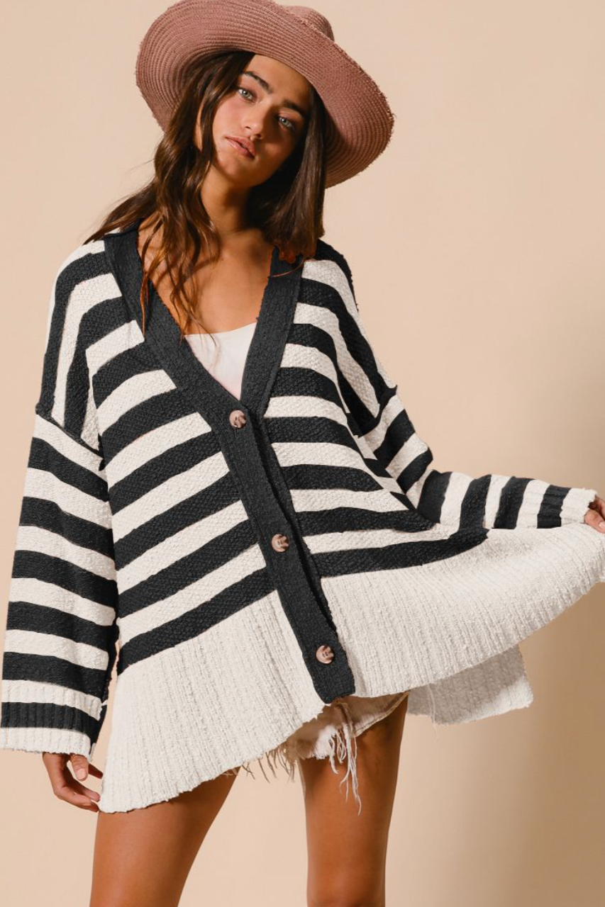 Stripe Sweater Cardigan