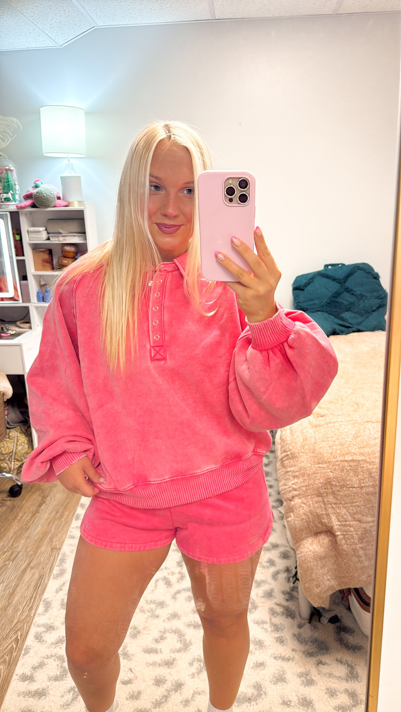158. Acid Wash Fleece Button Pullover
