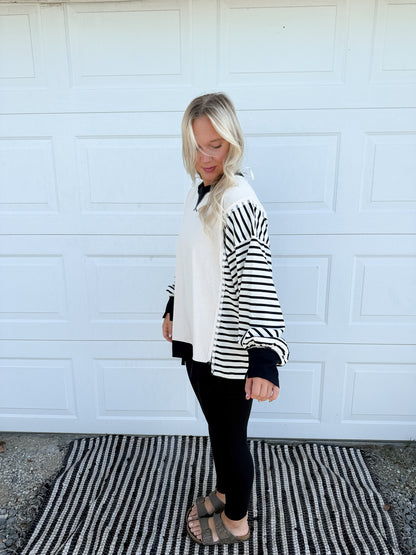 52. Oversized Striped Casual Knit Top