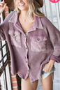 55. PLUS Distressed Waffle Button Up