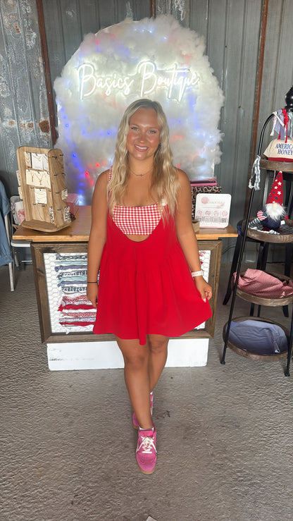 #3. Gingham Print Double Layered Play Dress