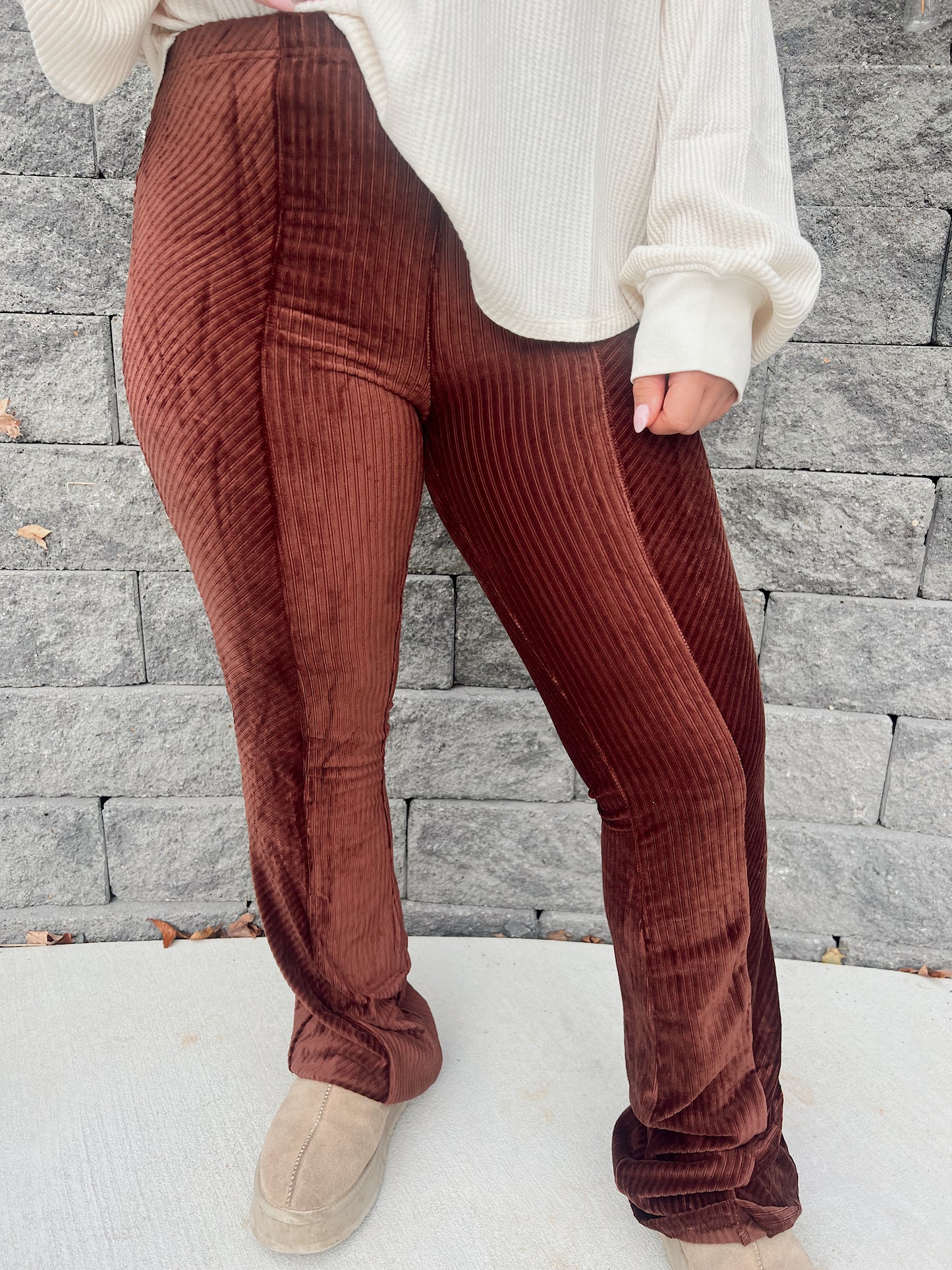 Striped Velour Flare Pants