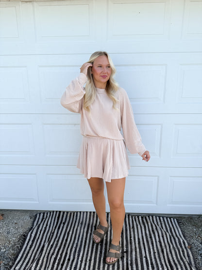 58. Long Sleeve Ribbed Skort Set