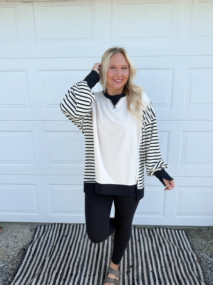 52. Oversized Striped Casual Knit Top