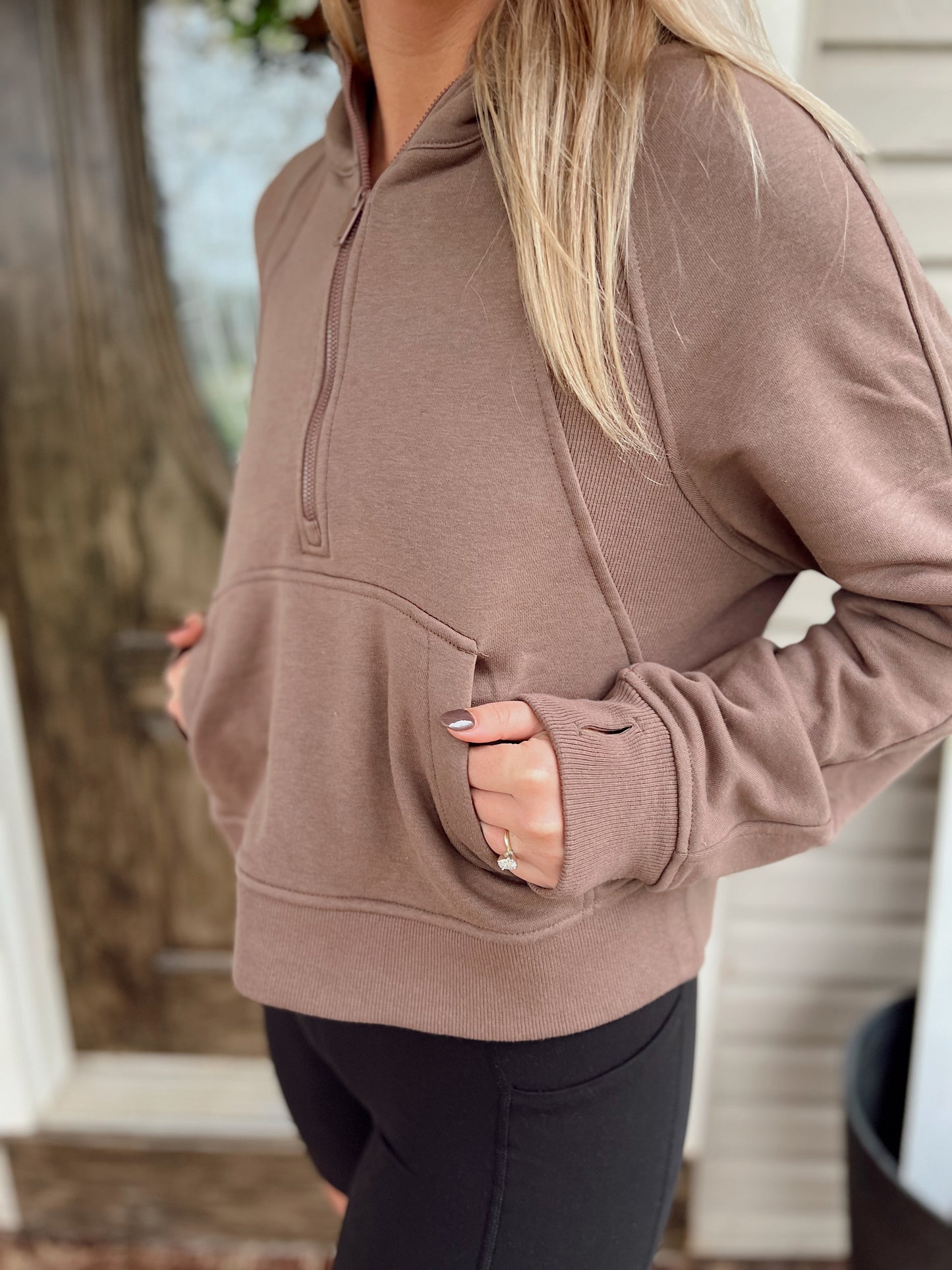 Quarter Zip Cropped Hoodie