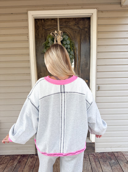 68. CONTRAST & REVERSE STITCH DETAILS SWEATSHIRTS