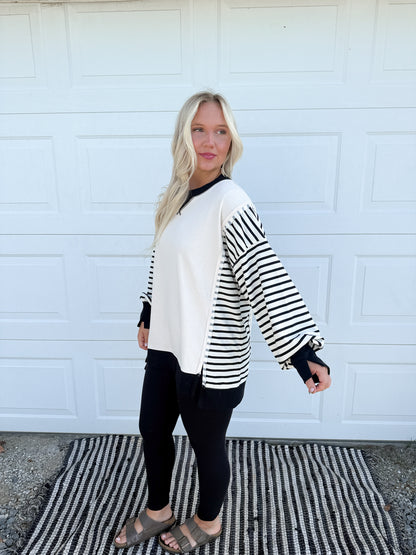 52. Oversized Striped Casual Knit Top