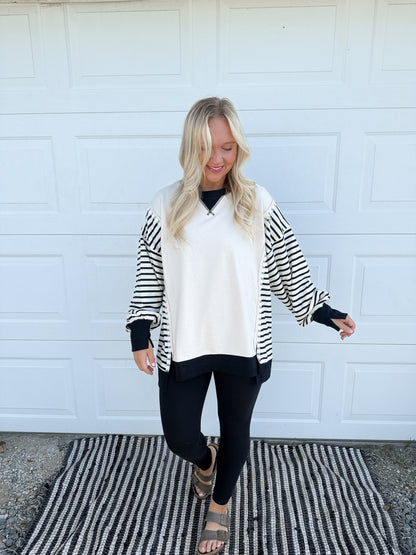 52. Oversized Striped Casual Knit Top