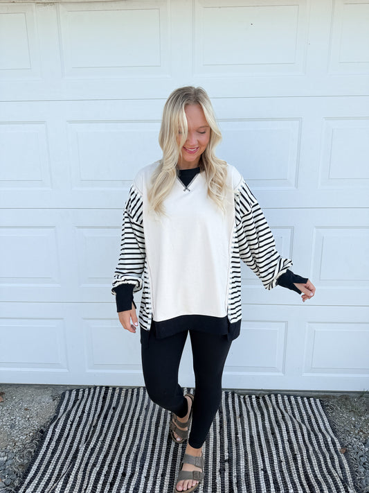 52. Oversized Striped Casual Knit Top