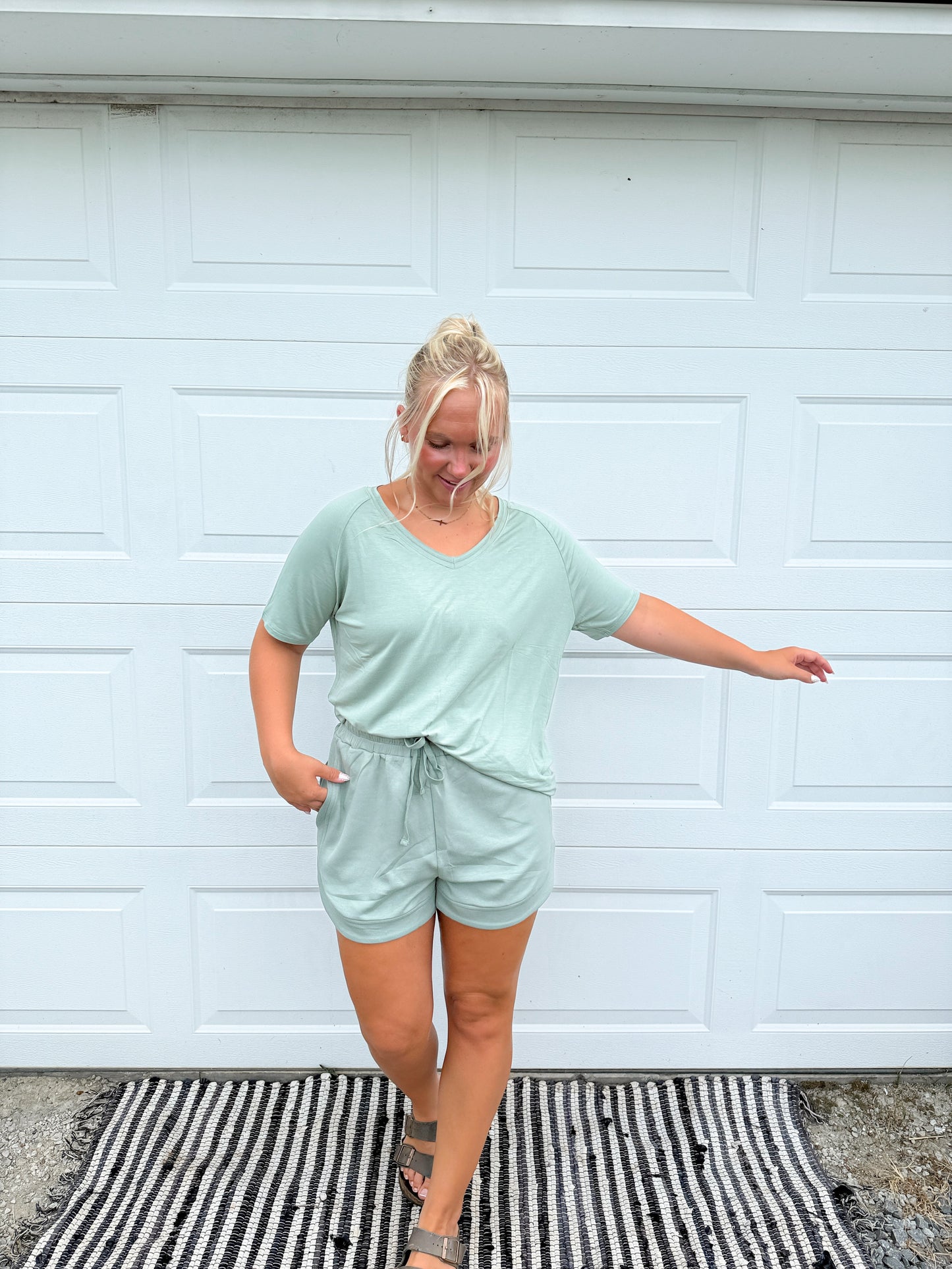 Elasticized Waist Loose Sweat Shorts
