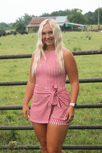 #31. Gingham Wrap Romper