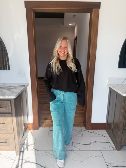 129. Mineral Wash Raw Hem Pants