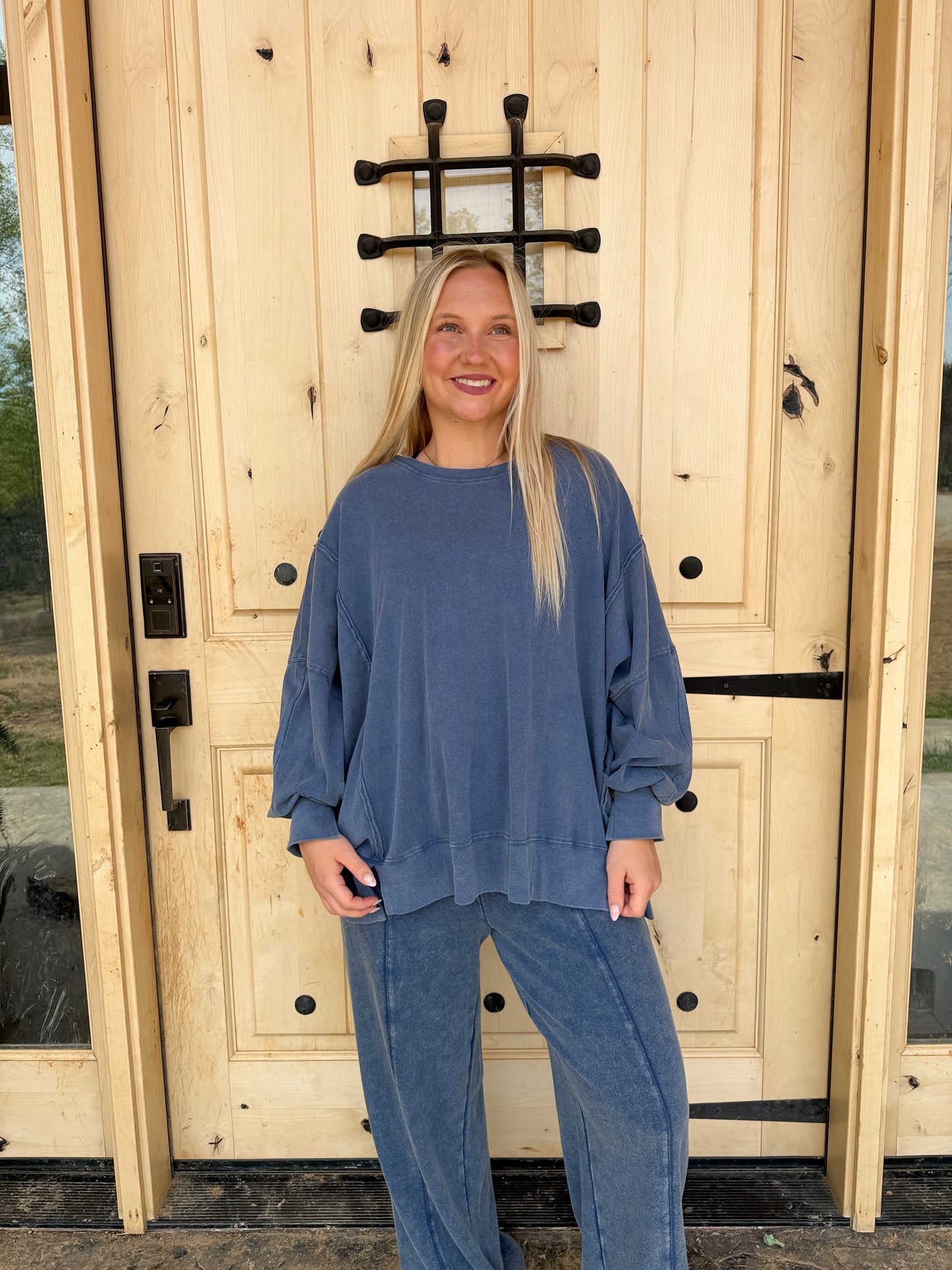 #201. Oversized Seam Detail Long Sleeve Top
