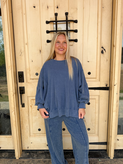 #201. Oversized Seam Detail Long Sleeve Top