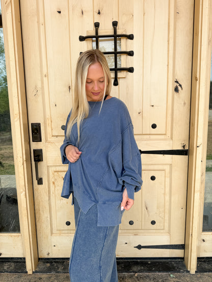 #201. Oversized Seam Detail Long Sleeve Top