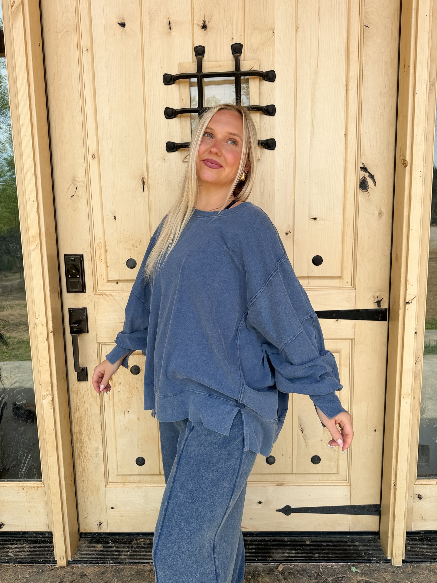 #201. Oversized Seam Detail Long Sleeve Top