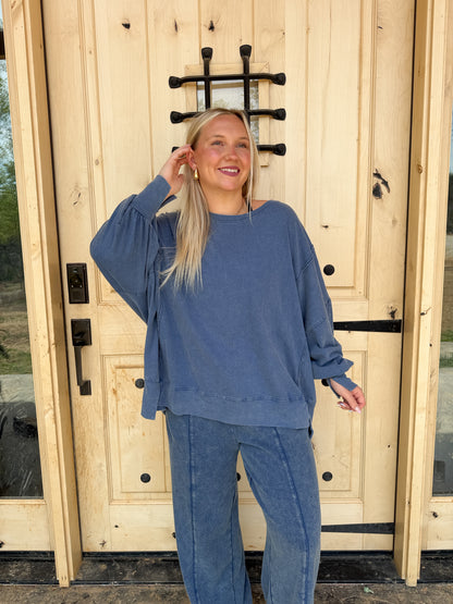 #201. Oversized Seam Detail Long Sleeve Top