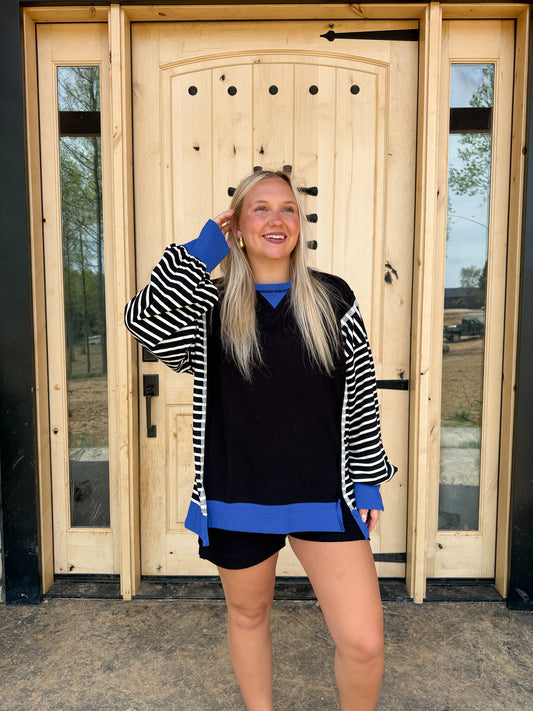 114. Stripe Oversized Crewneck