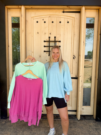 #201. Oversized Seam Detail Long Sleeve Top