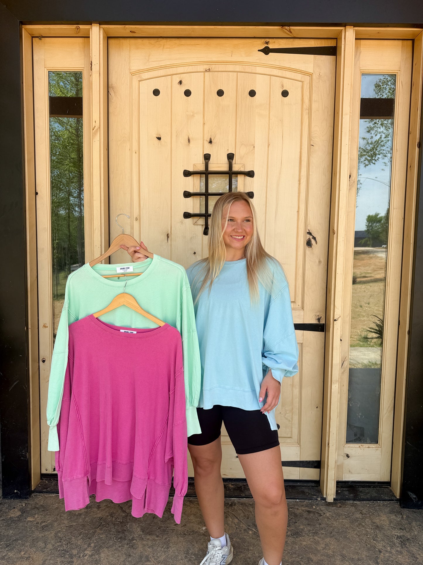 #201. Oversized Seam Detail Long Sleeve Top