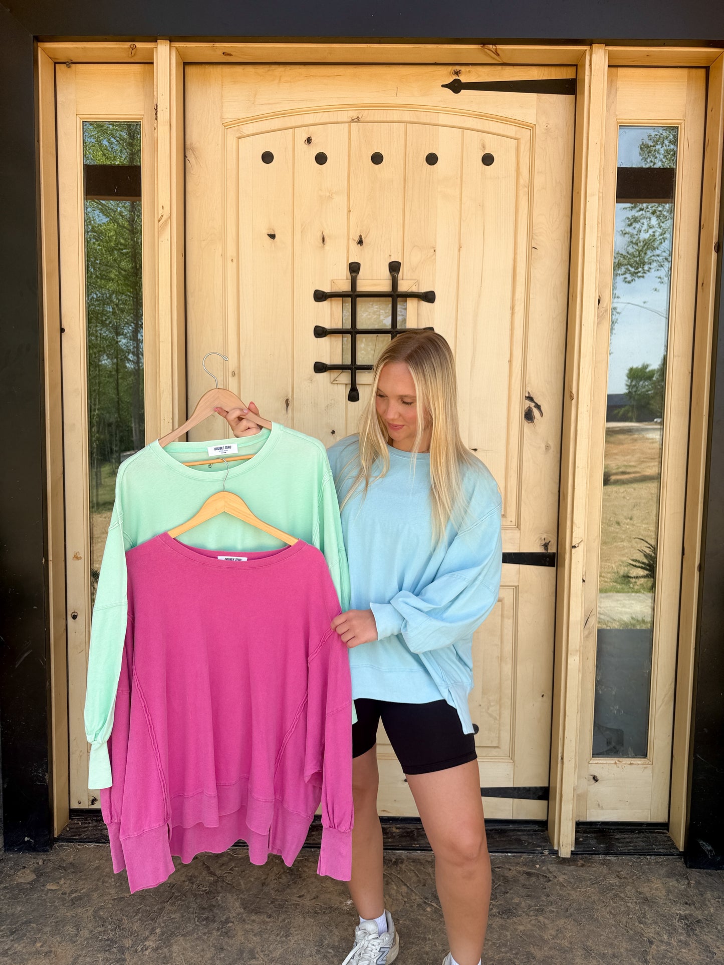 #201. Oversized Seam Detail Long Sleeve Top