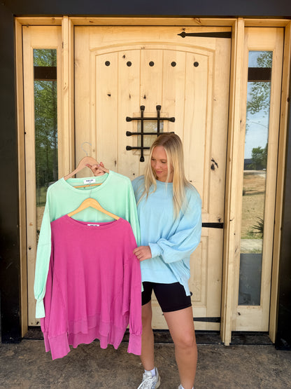 #201. Oversized Seam Detail Long Sleeve Top