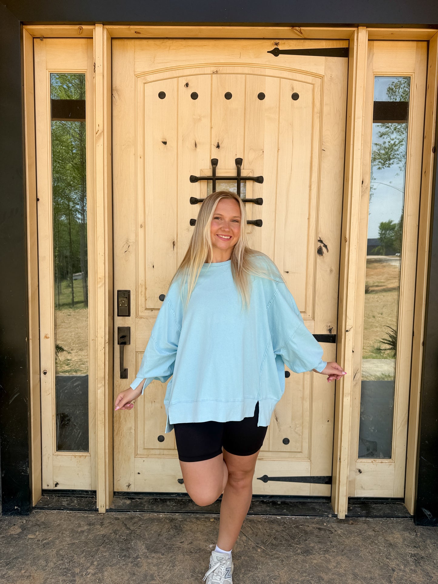 #201. Oversized Seam Detail Long Sleeve Top