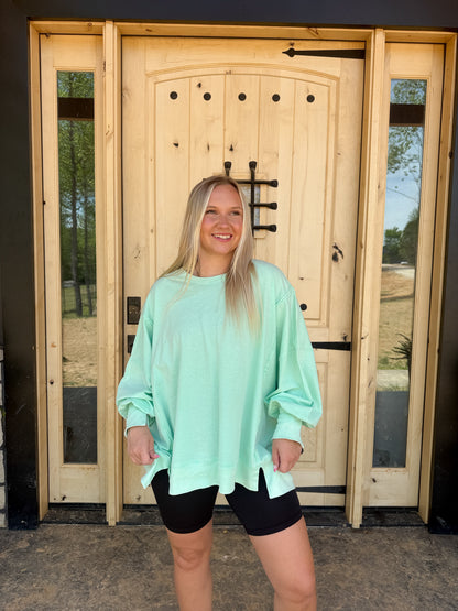 #201. Oversized Seam Detail Long Sleeve Top
