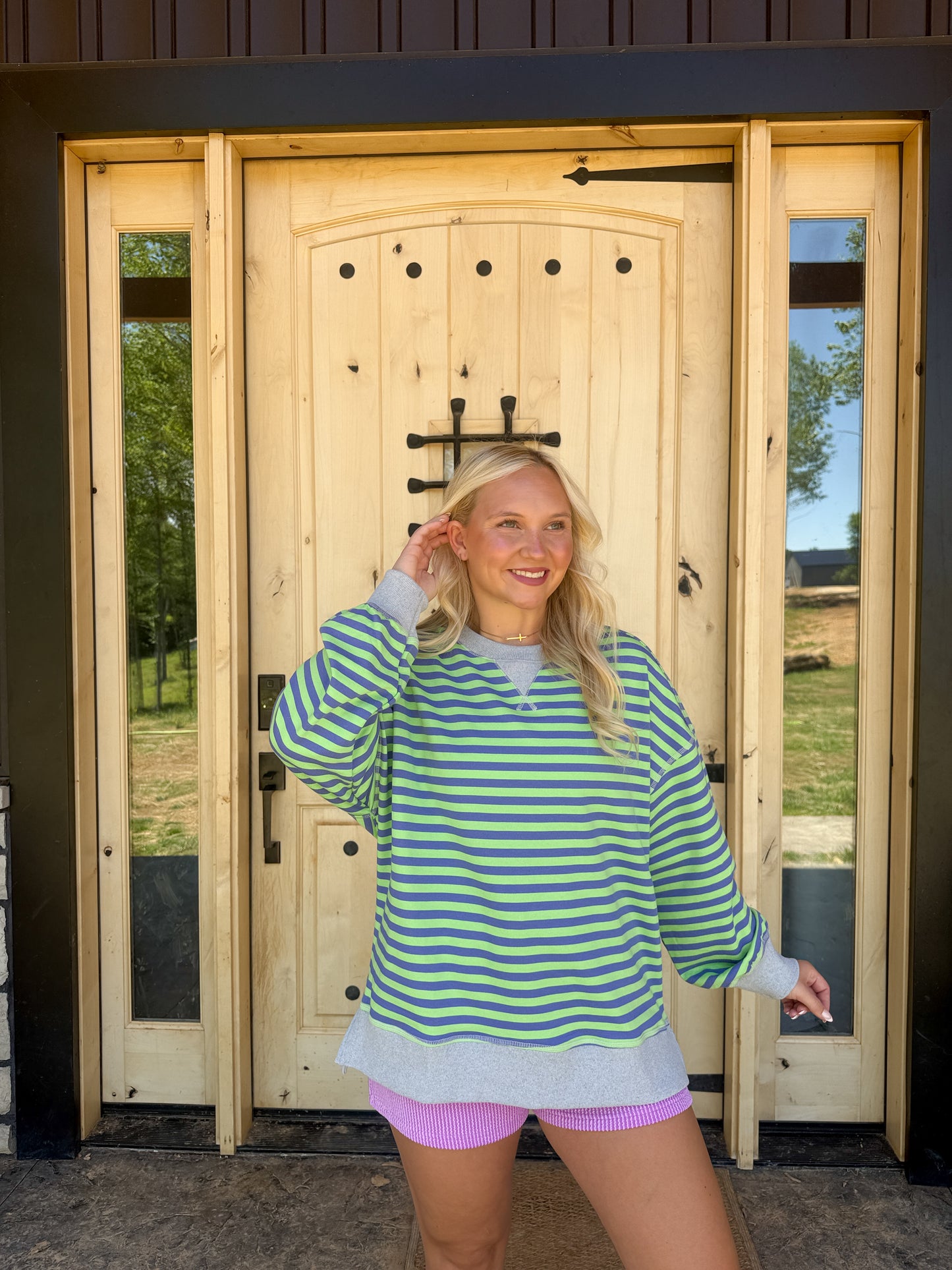 178. Stripe Oversized Crewneck