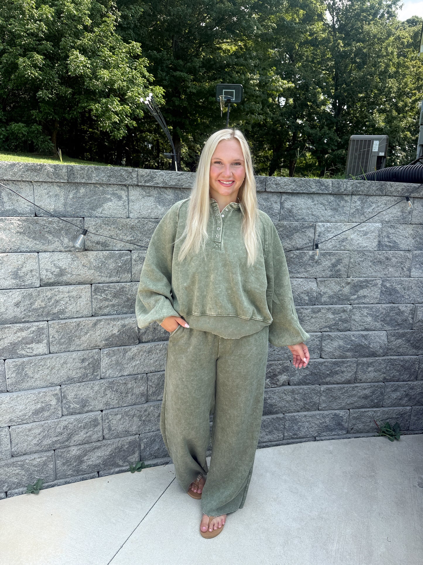 #68. Fall Acid Washed Wide Leg Sweatpant